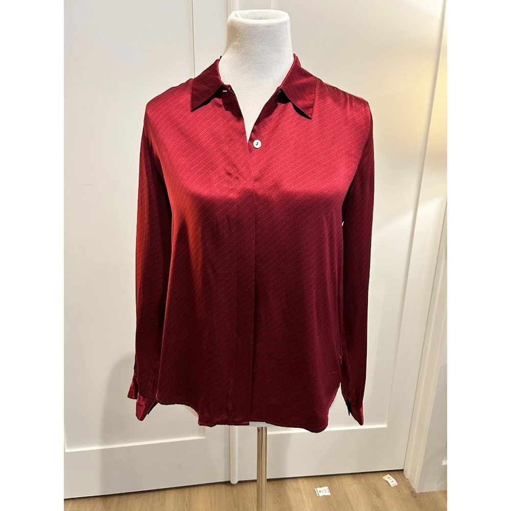 City Silk Red Silk Blouse‎ Evening Party Classic Modern Professional Business - Picture 3 of 6